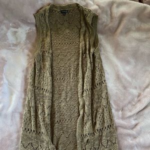 Long Sleeveless Net Cardigan